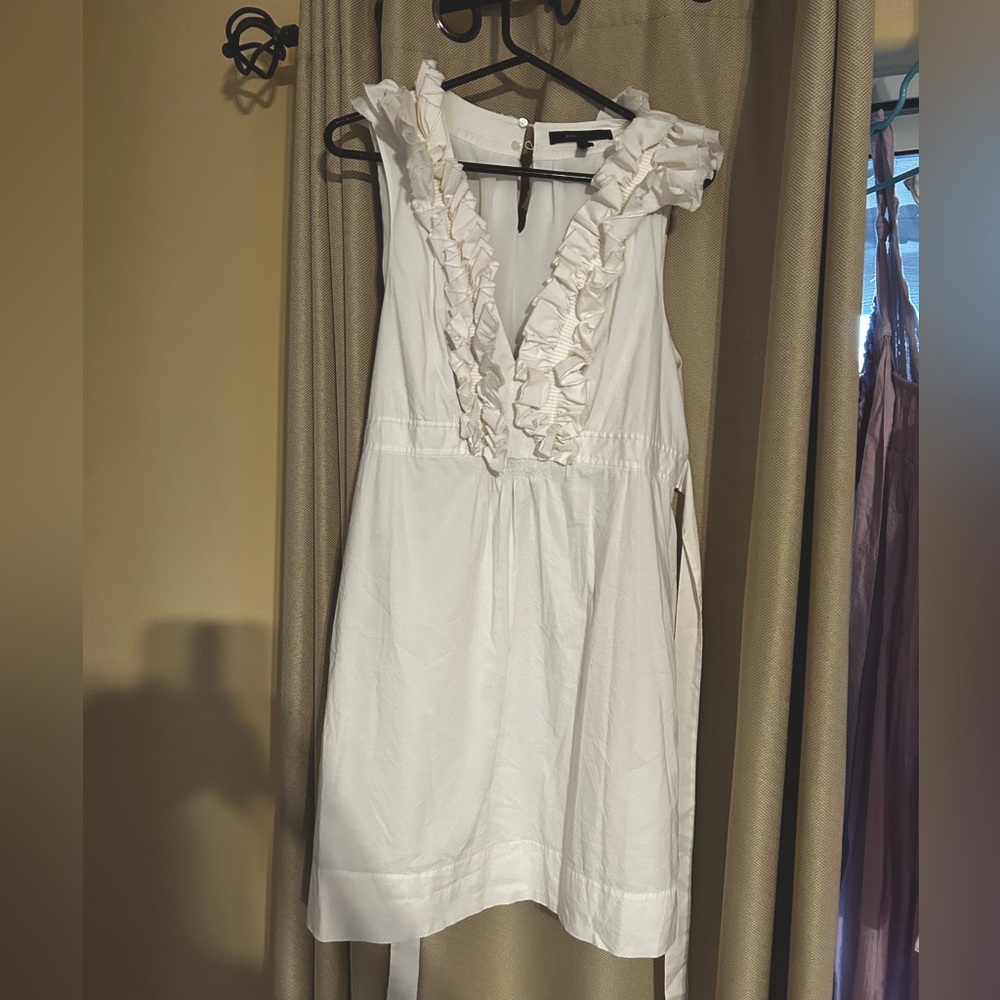 BCBG Maxazria White Vintage Bridal Dress with ruffle collar